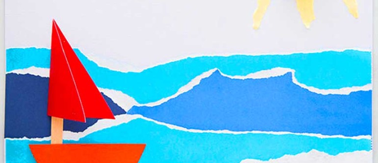 kids drawing sea and summer