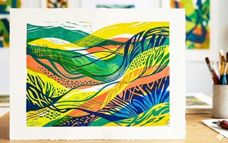 multi-coloured linoprint (reduction method)