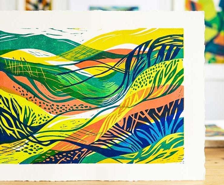 multi-coloured linoprint (reduction method)