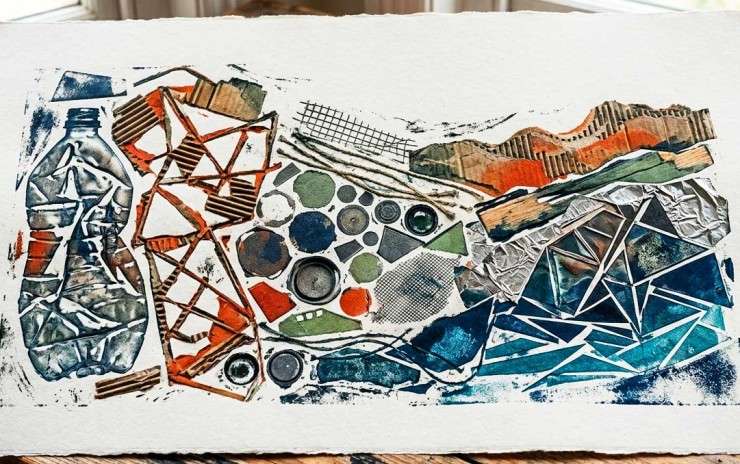 printmaking with recycled materials