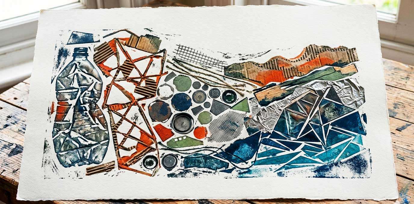 printmaking with recycled materials